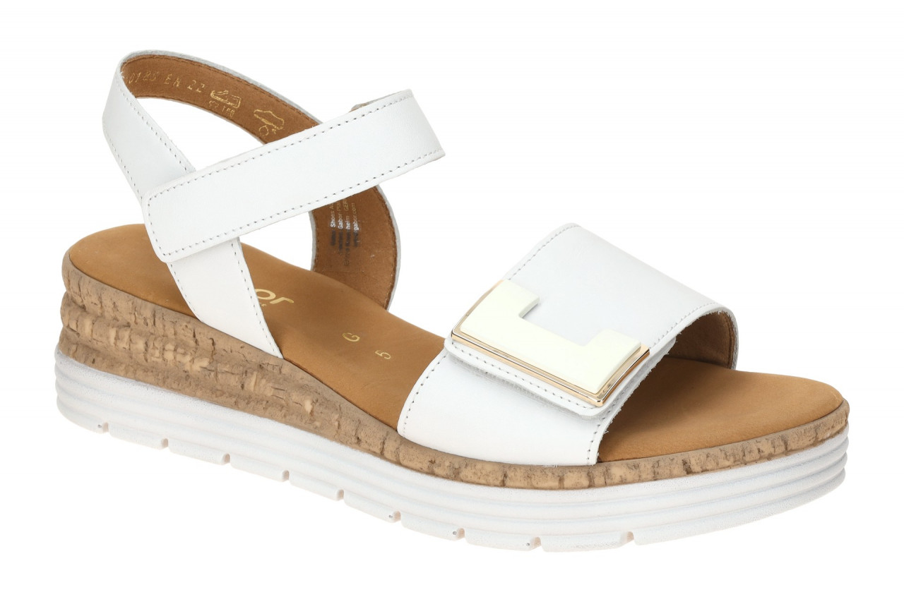 Gabor Damen Sandalette 82.700.50 Wei? Gold Keilabsatz Echtleder