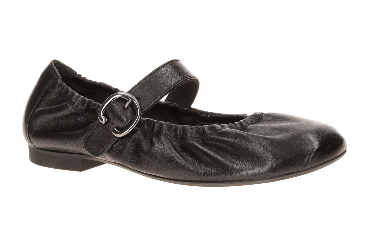 Paul Green PG 1253-003 Schwarz Echtleder Ballerina Mary Jane Blockabsatz