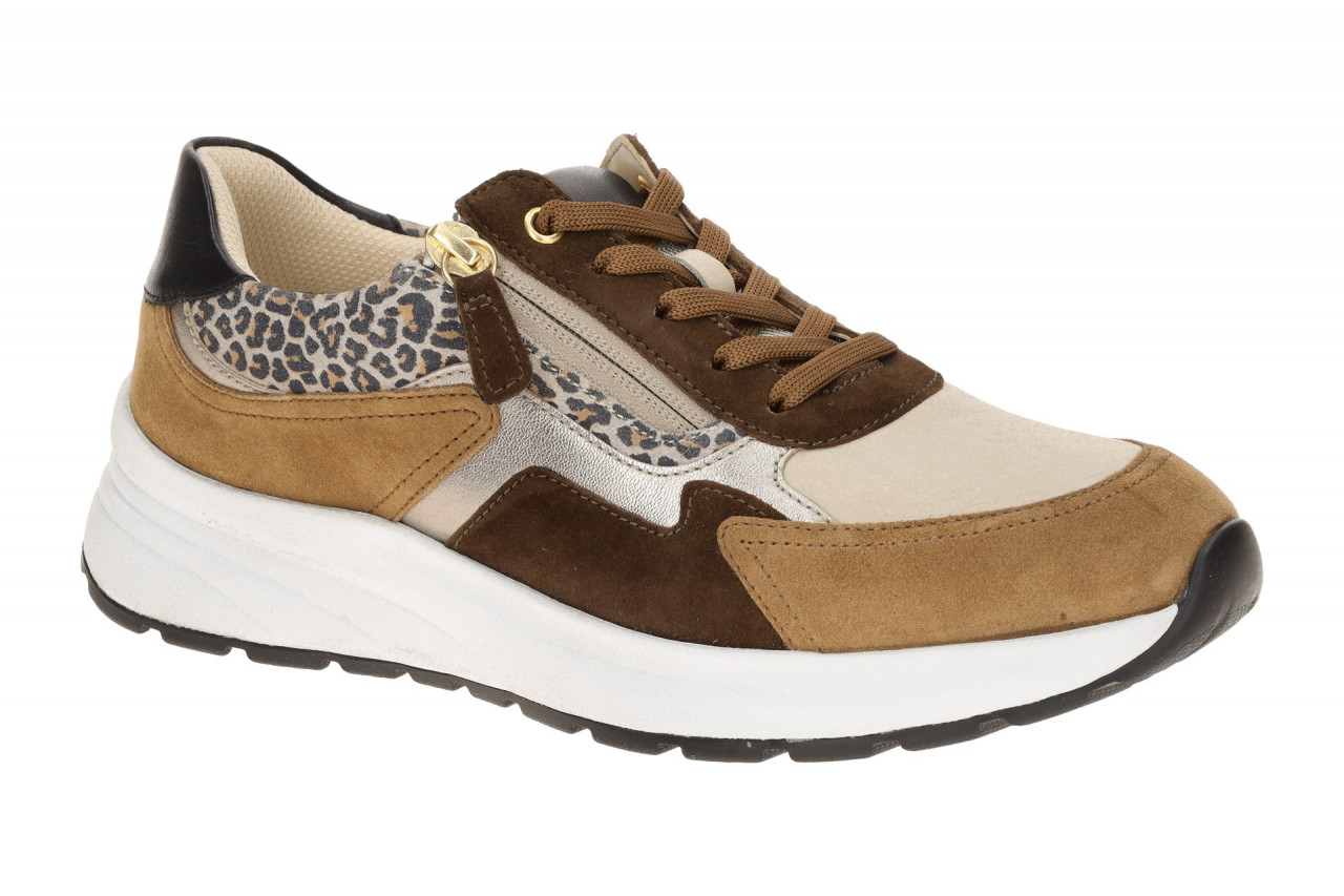 Gabor 86.598.52 Damen Halbschuhe beige/sattel Kombi bequeme Schn?r-Sneakers