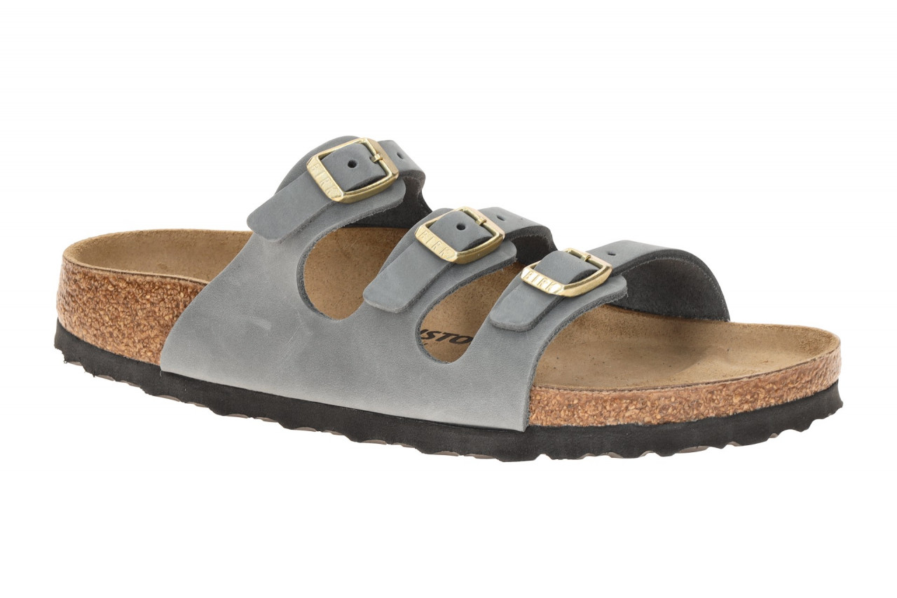 Birkenstock Damen Pantoletten 1031891 Florida BS Blau Basalt Gray Echtleder F...
