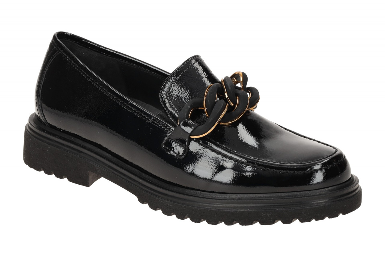 Gabor 52.554.97 elegante Slipper Halbschuhe Schwarz Deko-Kette Echtleder