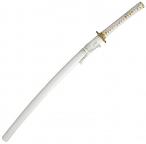 echtes Samurai Schwert Weißes Damast Katana Nintoku gefaltet