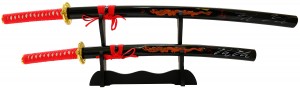 Samuraischwerter 2er Set roter Drache II