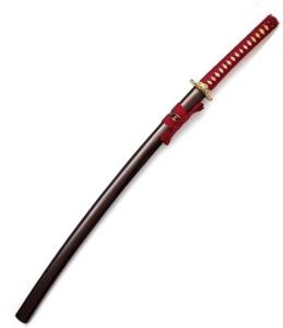 Katana Burgunderrot Damast- gefaltet Tenno Itoku kaufen