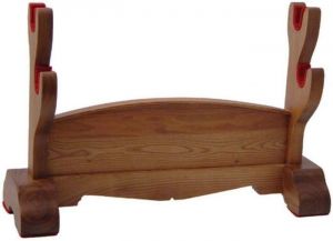 Samurai Schwert Ständer massivholz für zwei Schwerter