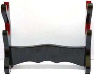 Katana 2er Schwertständer in schwarz mit Stoffauflage