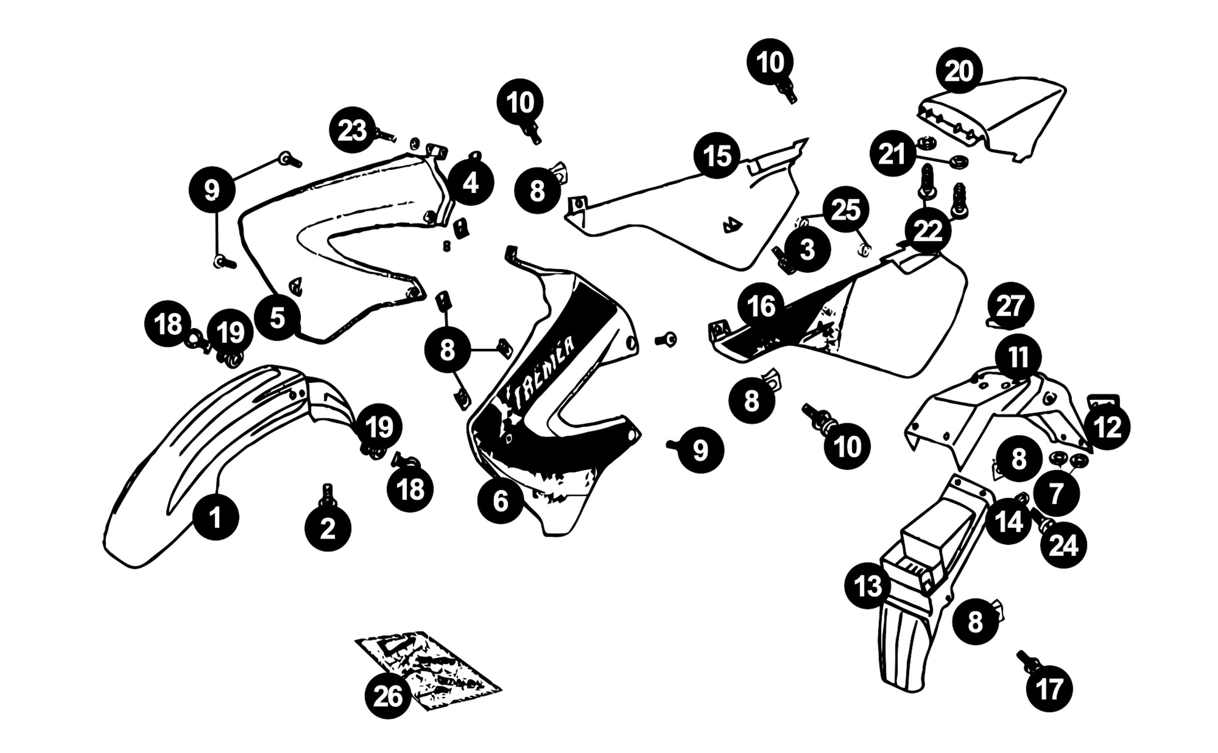 Derbi Senda Ersatzteile Verkleidungsteile X-RACE / X-TREME