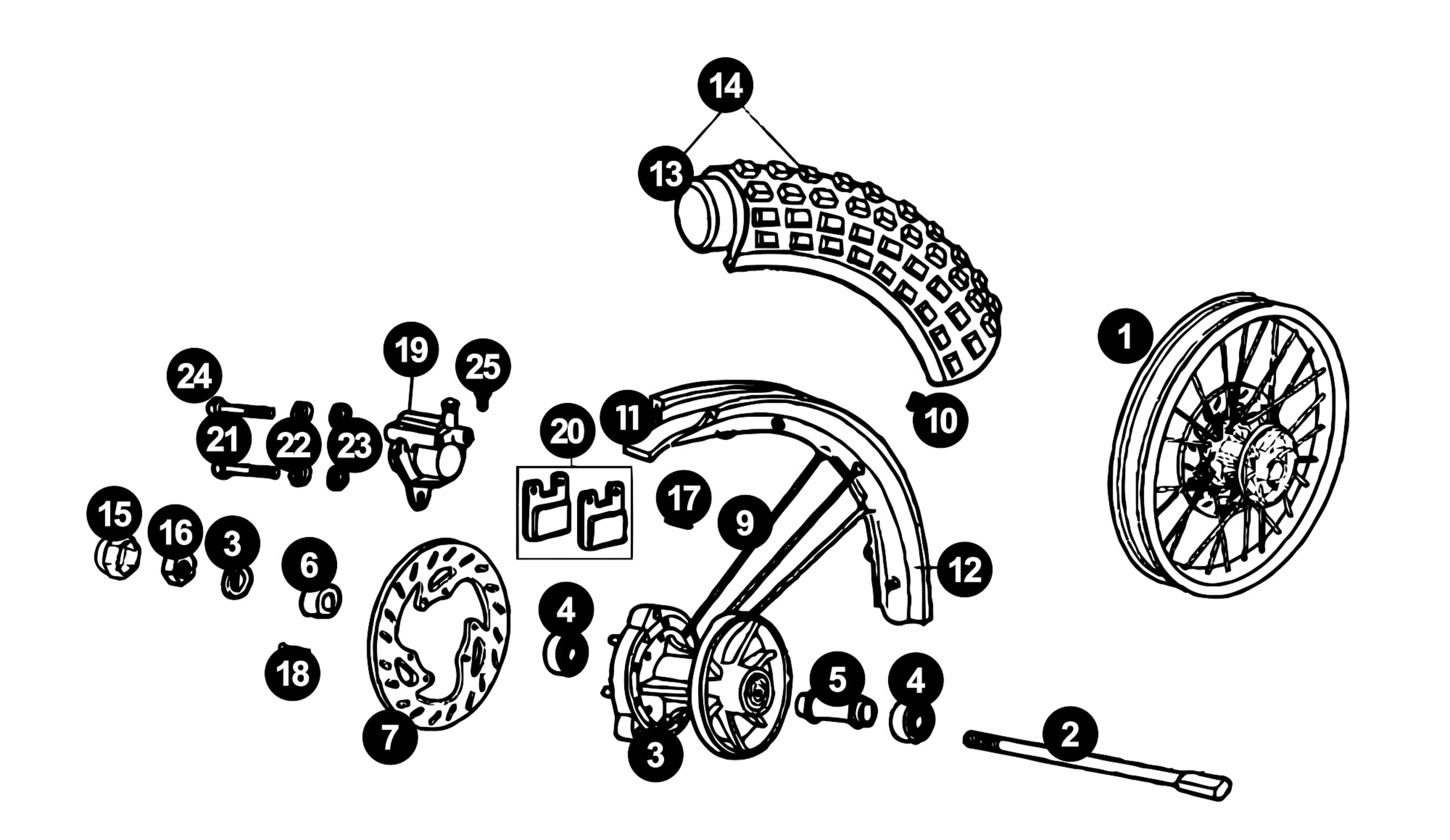 Derbi Senda Ersatzteile Vorderrad 21' X-RACE / X-TREME