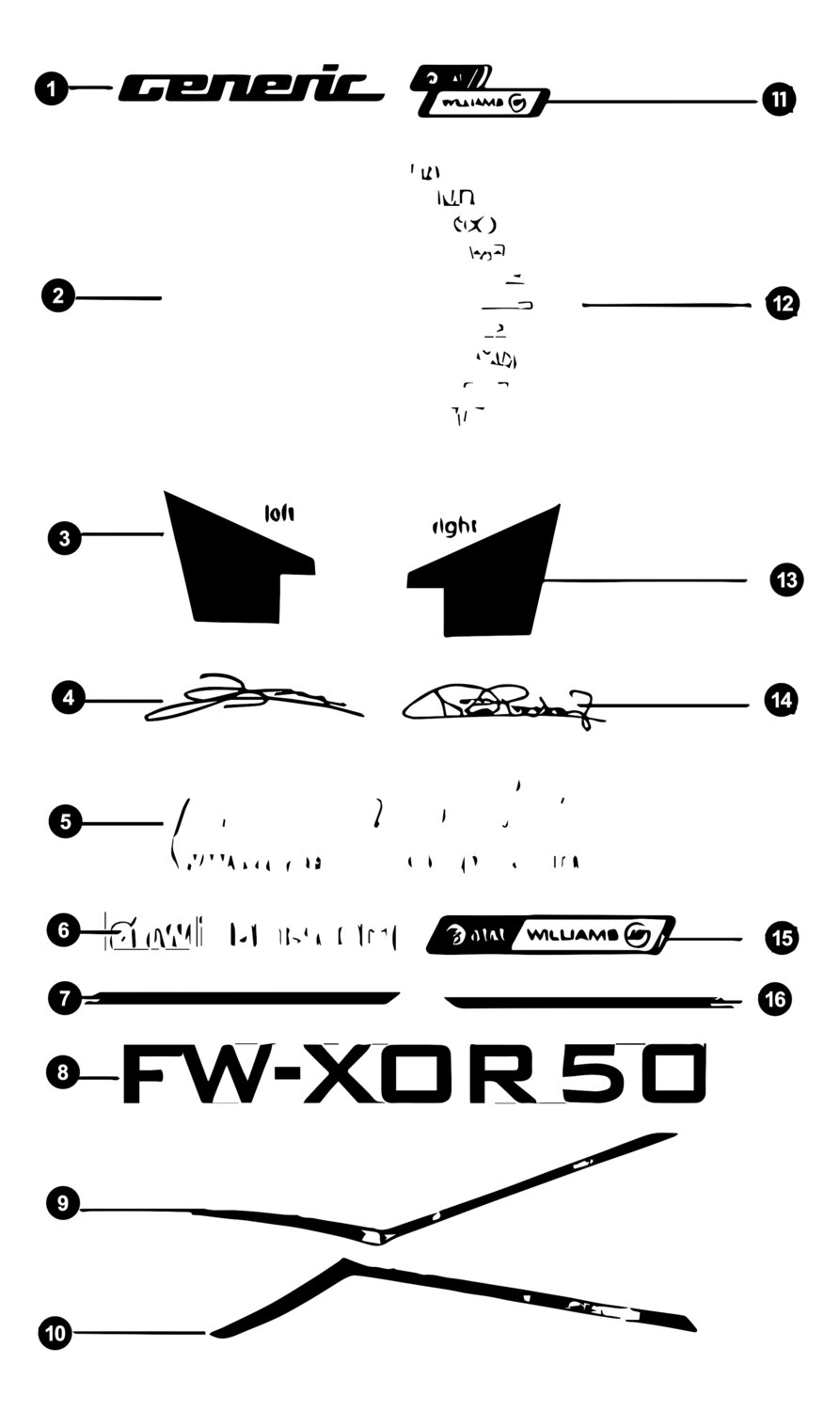 Generic XOR Ersatzteile Aufkleber Williams