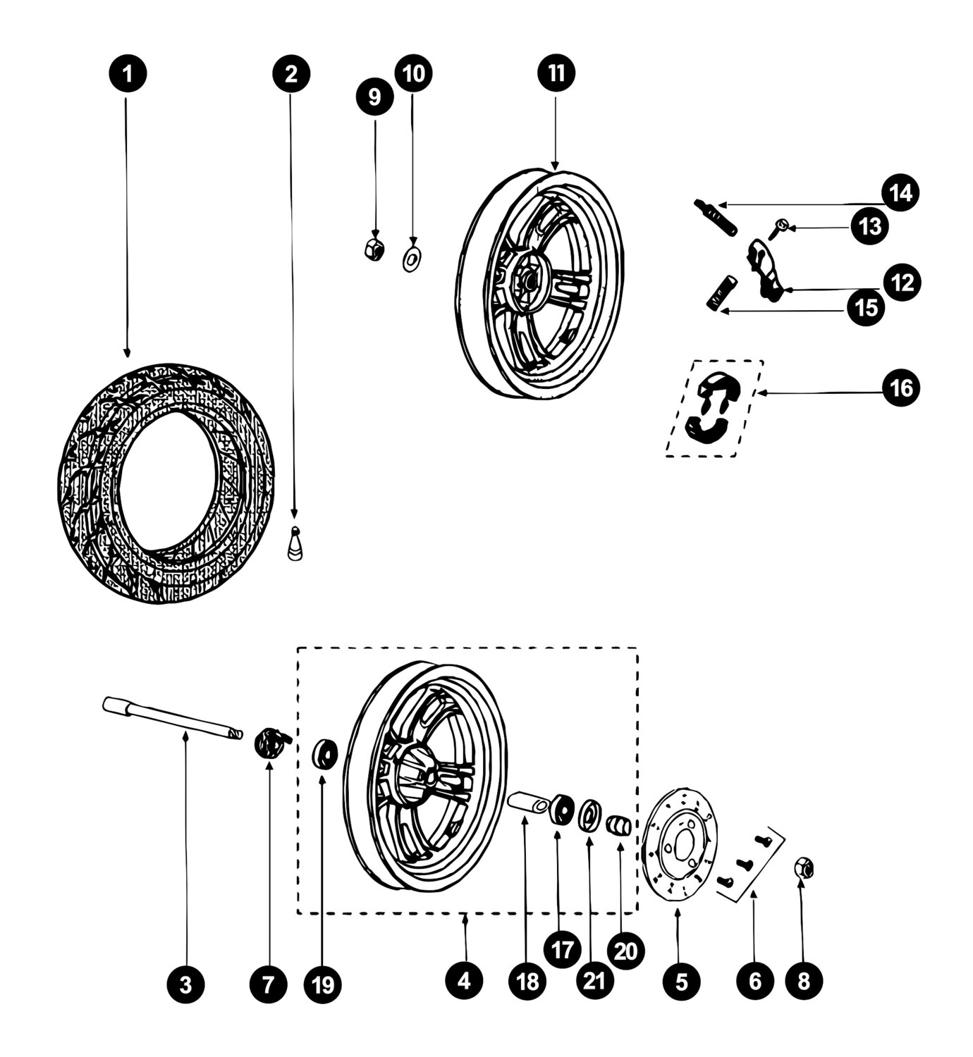 Peugeot Kisbee 4T Ersatzteile Räder / Bremsen