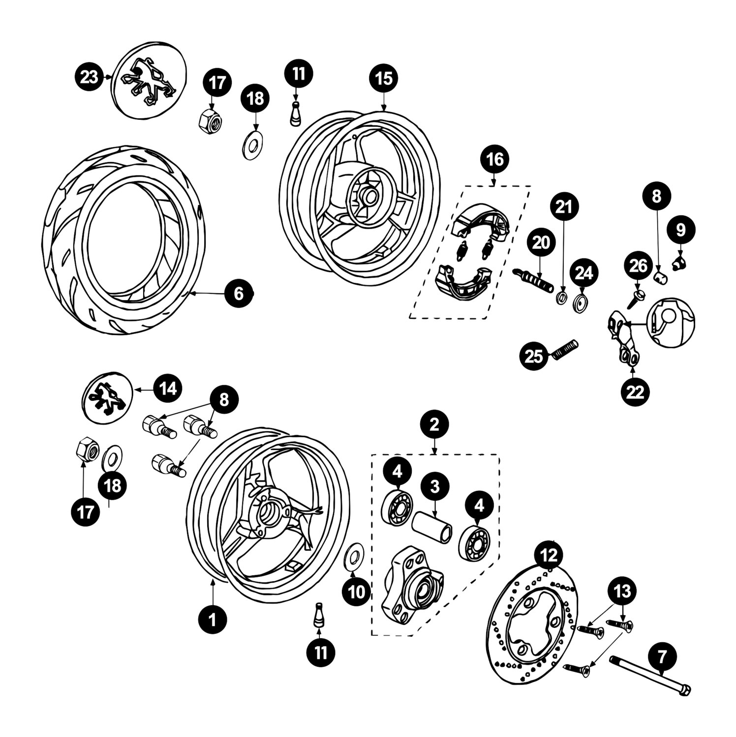 Peugeot Speedfight 2 Ersatzteile Räder / Bremsen