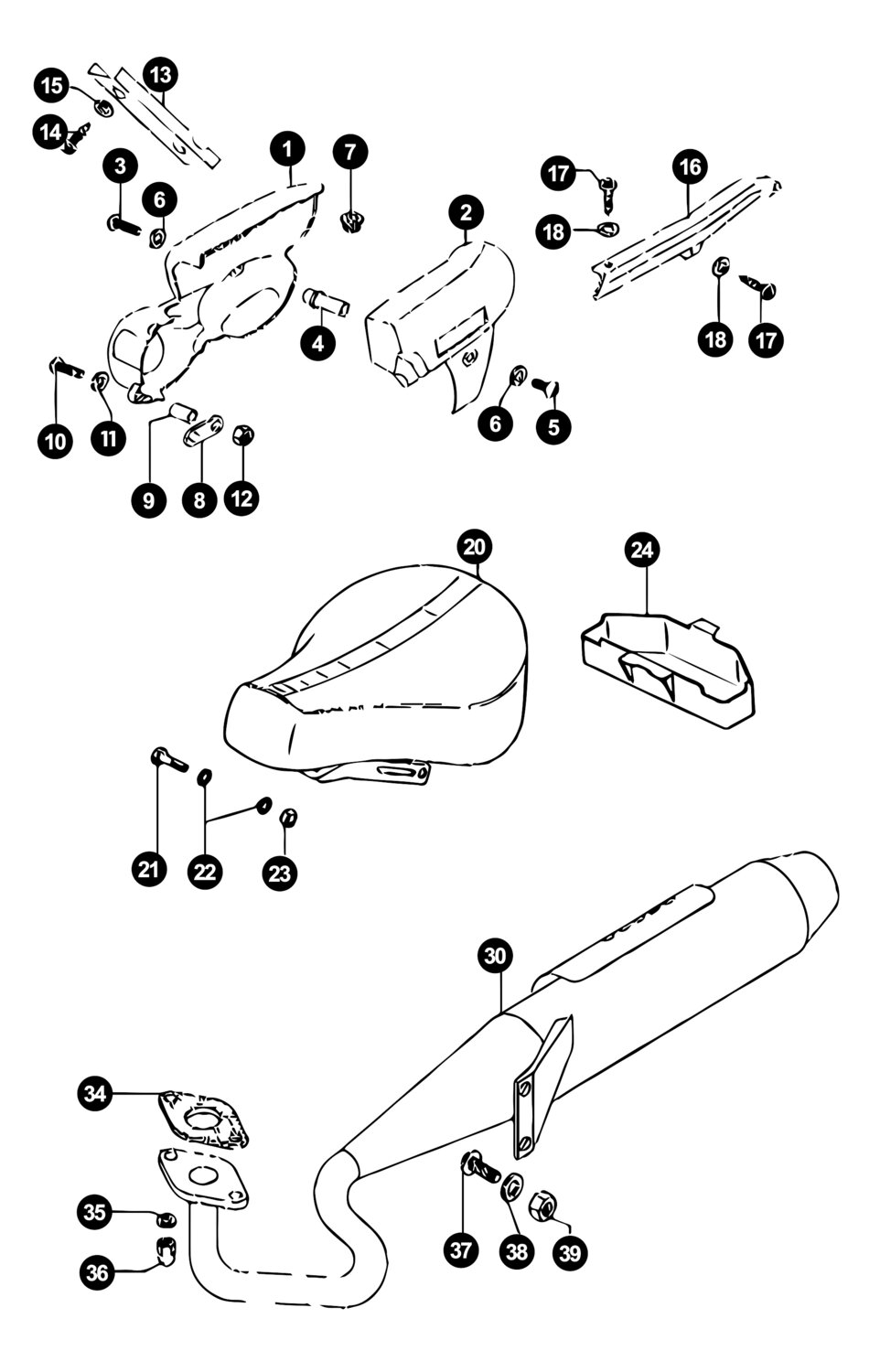 Tomos Flexer Ersatzteile Sattel / Auspuff