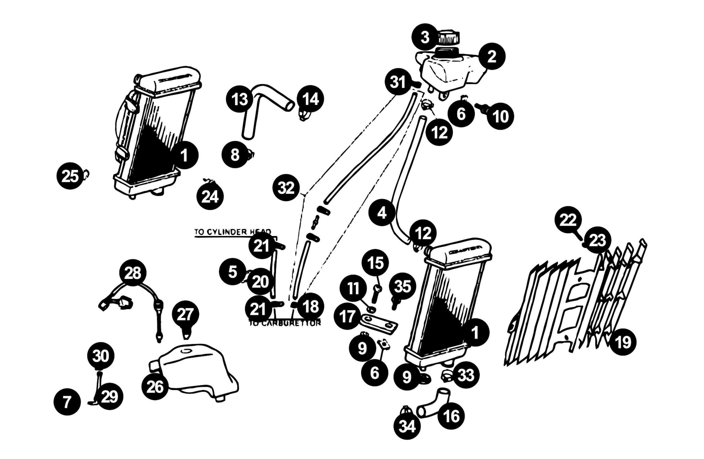 Derbi Senda Ersatzteile Kühlsystem X-RACE / X-TREME / DRD