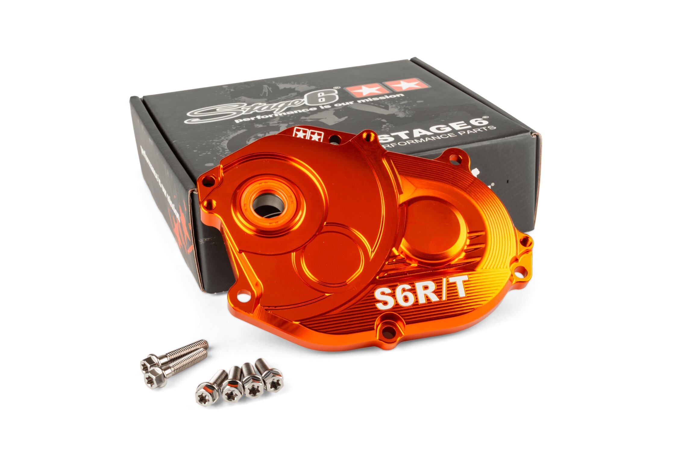 Getriebedeckel Stage6 R/T Orange mit Titanschrauben Minarelli
