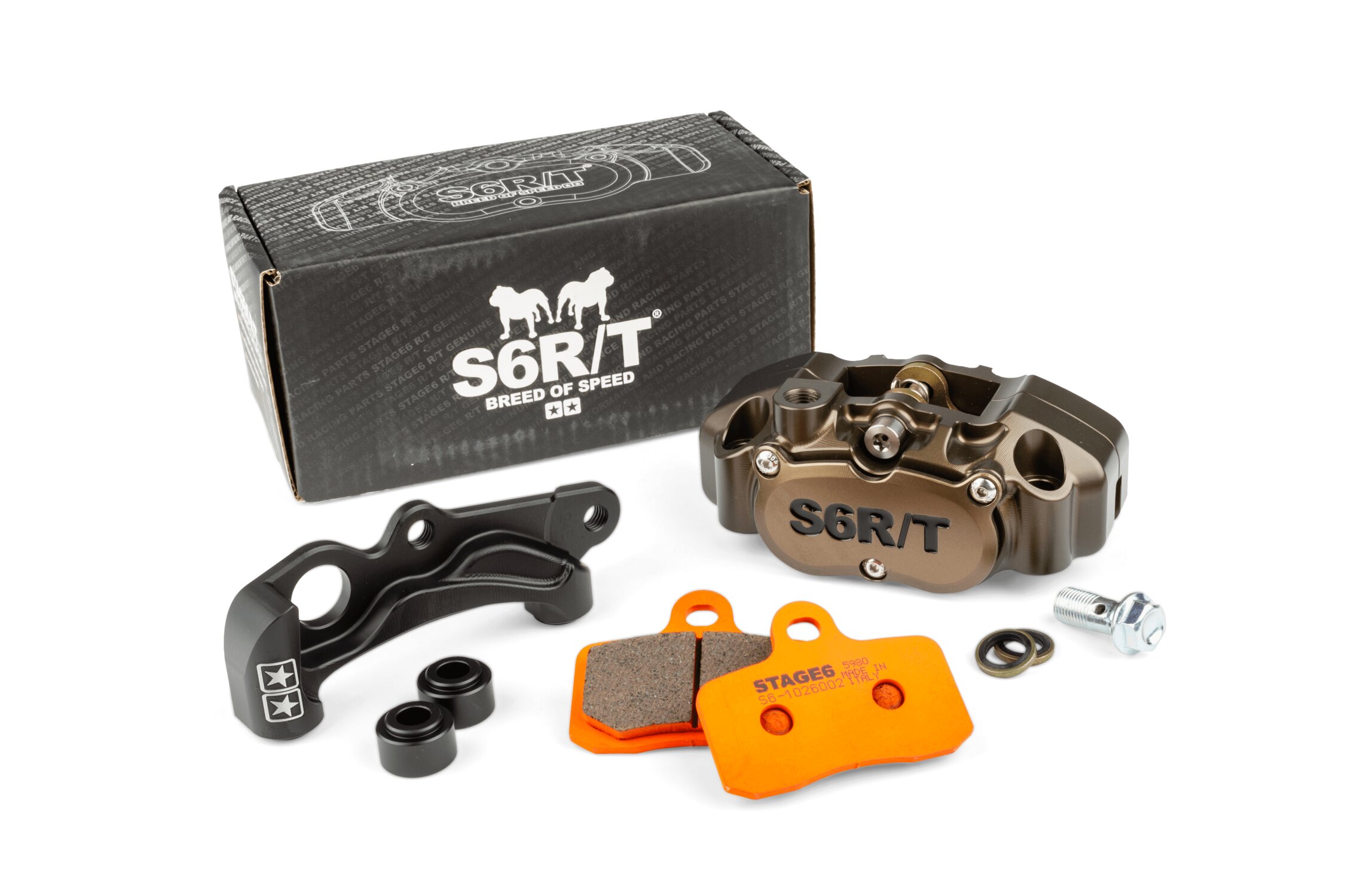 4-Kolben Bremssattel mit Adapter Vespa Stage6 R/T hard anodised