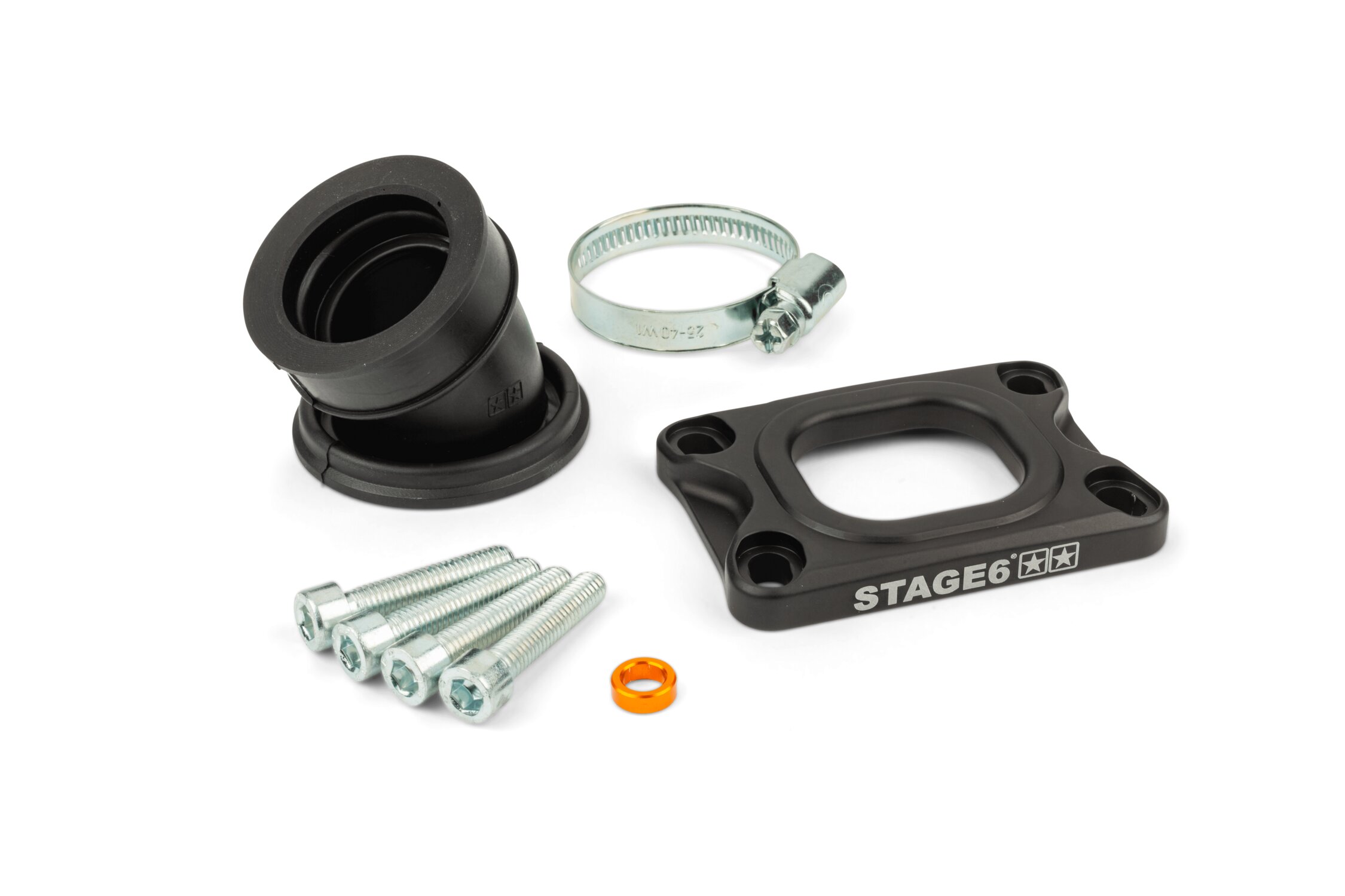 Ansaugstutzen Stage6 360° AM6 / Derbi schwarz für Mikuni TM24