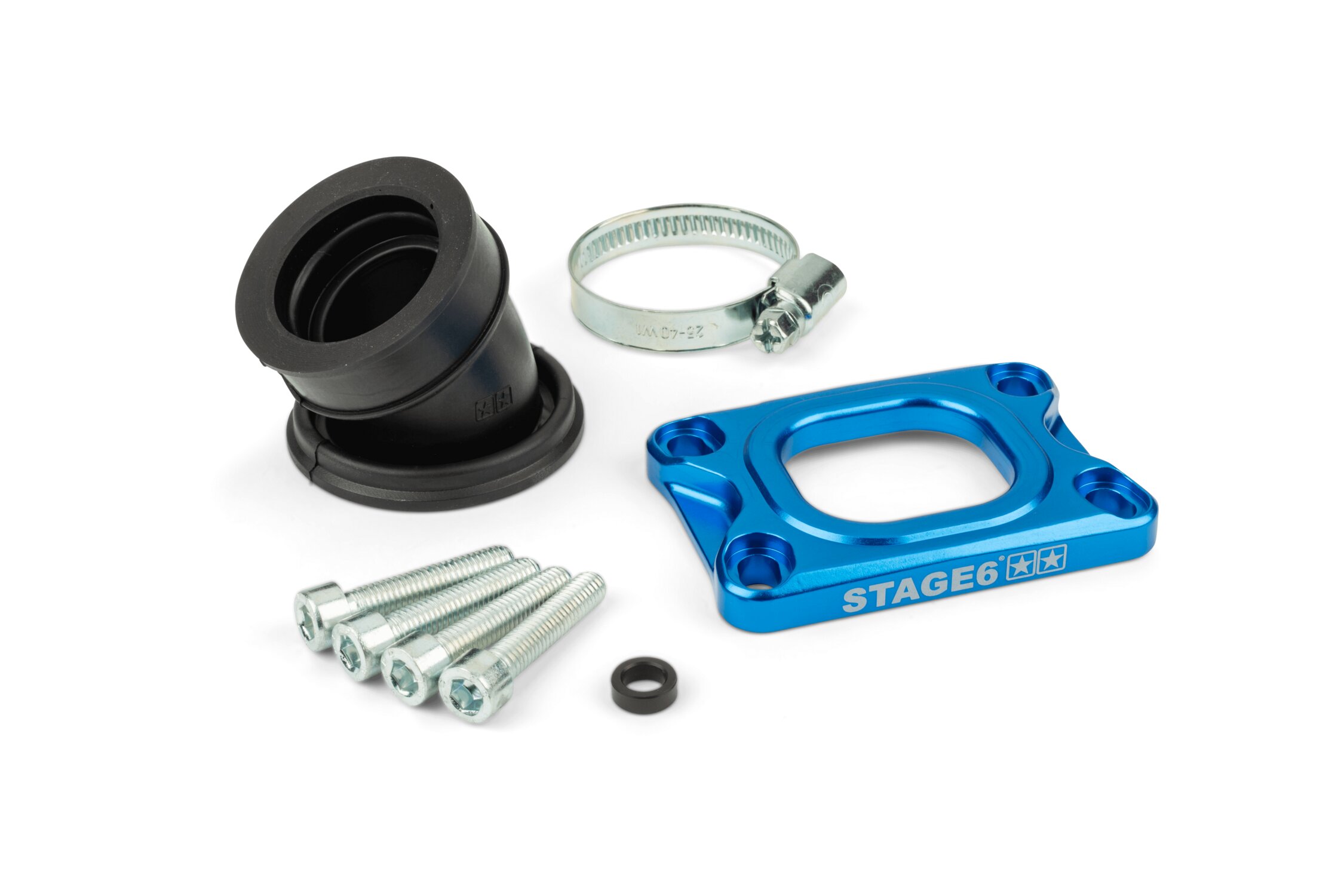 Ansaugstutzen Stage6 360° AM6 / Derbi blau für Mikuni TM24
