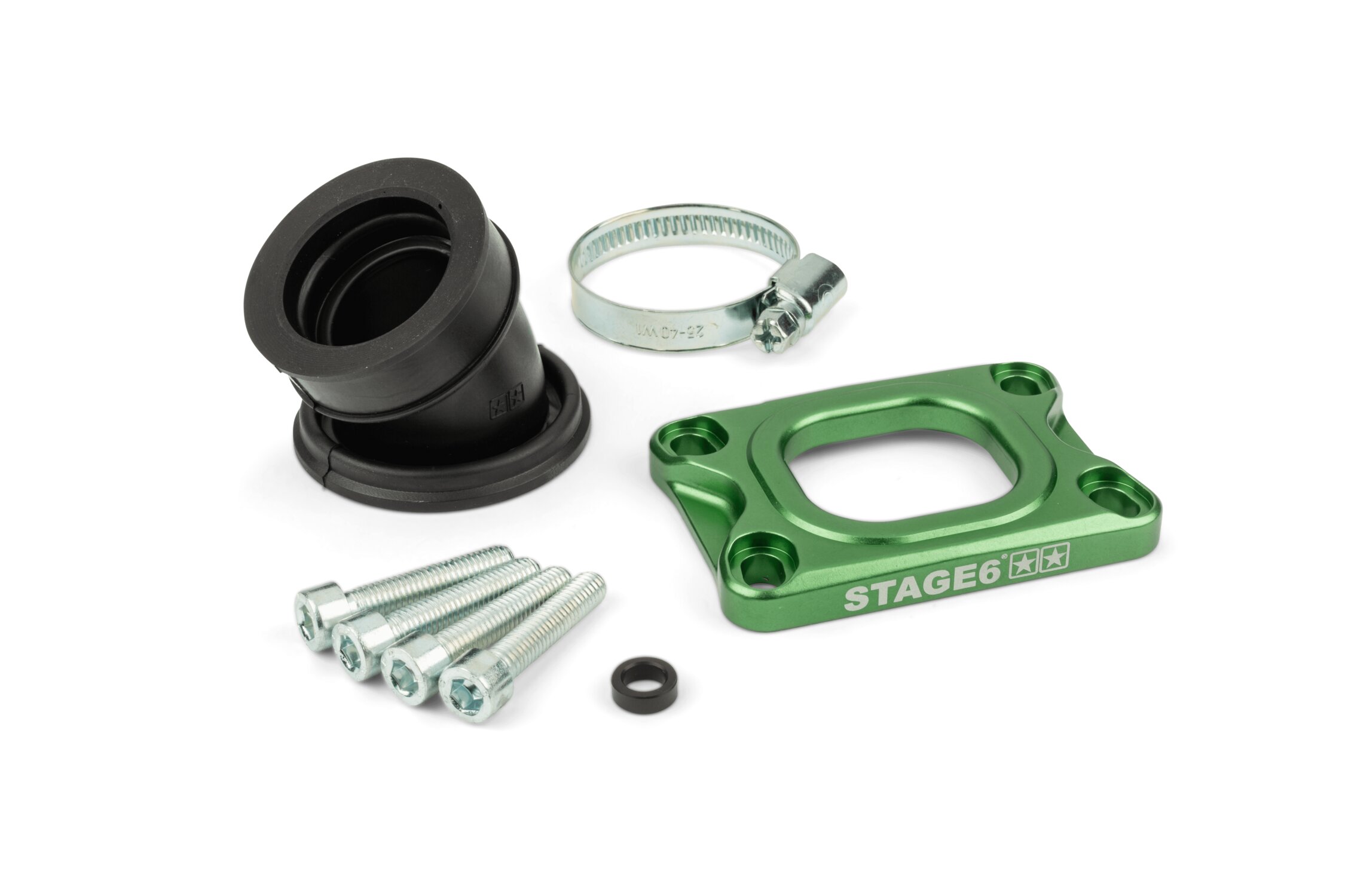 Ansaugstutzen Stage6 360° AM6 / Derbi grün für Mikuni TM24