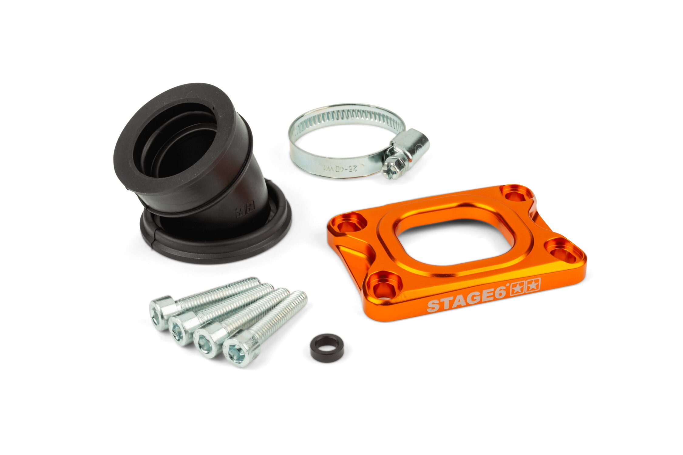 Ansaugstutzen Stage6 360° AM6 / Derbi orange für Mikuni TM24