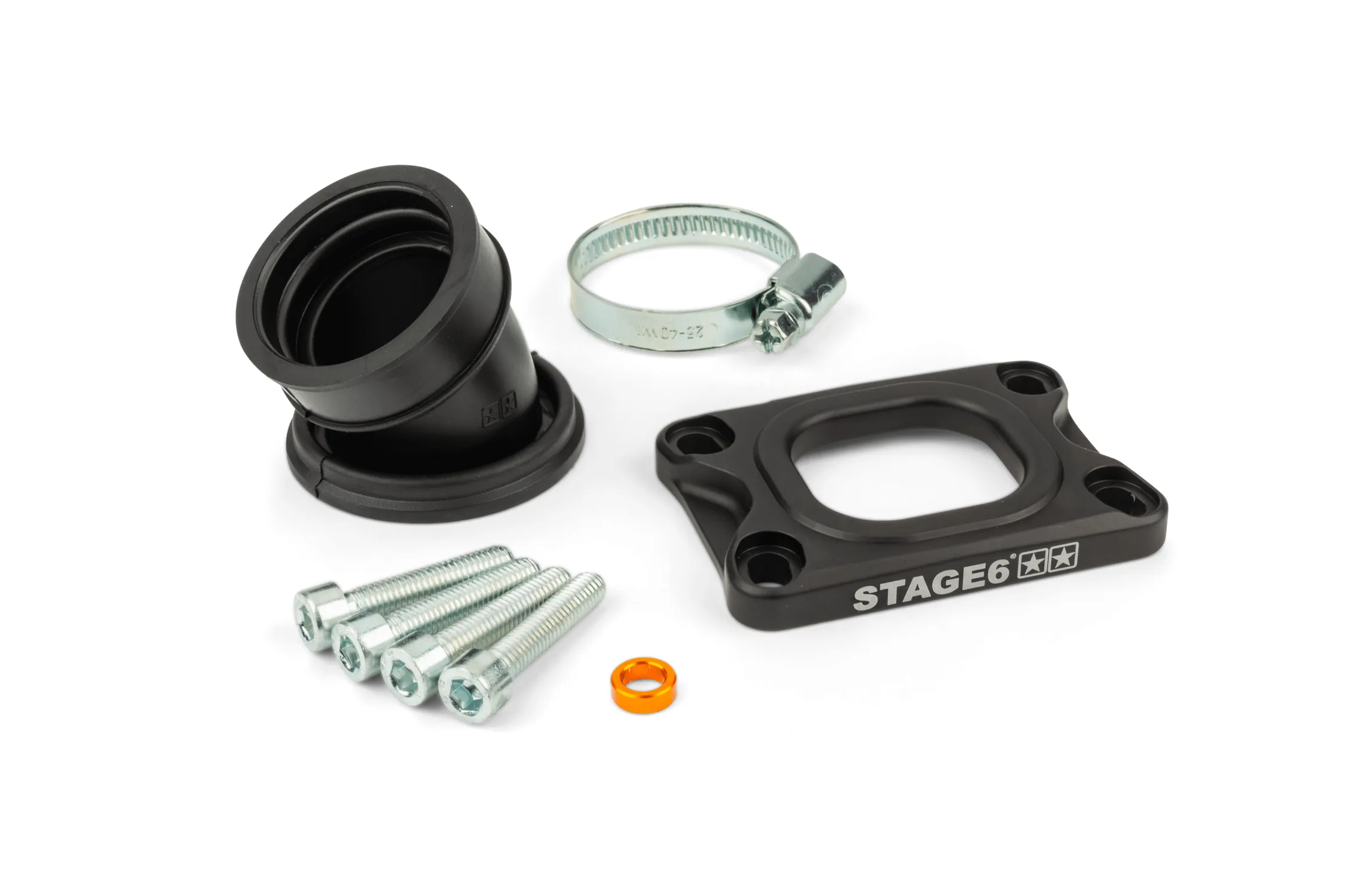 Ansaugstutzen Stage6 360° AM6 / Derbi schwarz für PWK 19 - 28mm