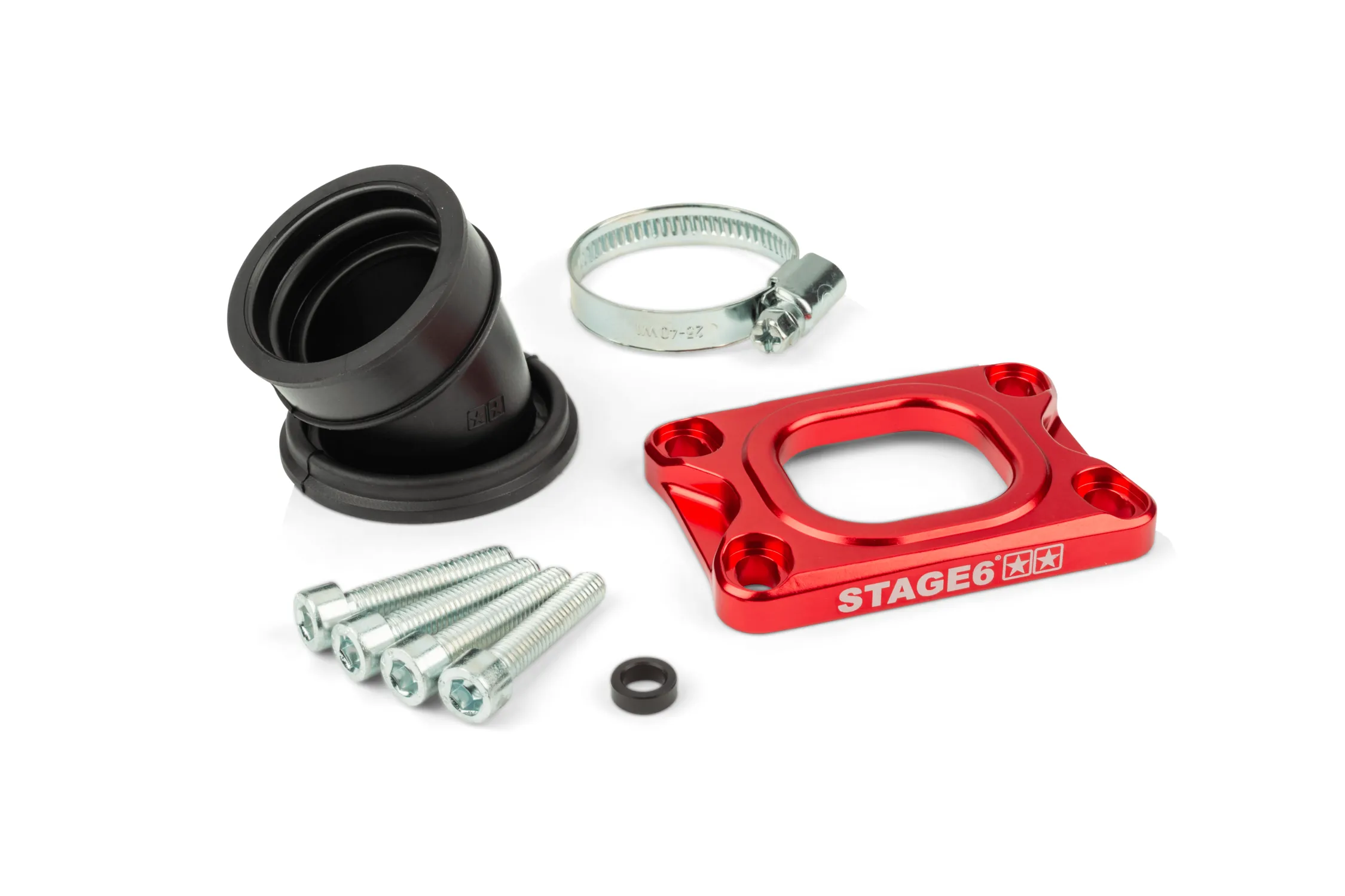 Ansaugstutzen Stage6 360° AM6 / Derbi rot für PWK 19 - 28mm
