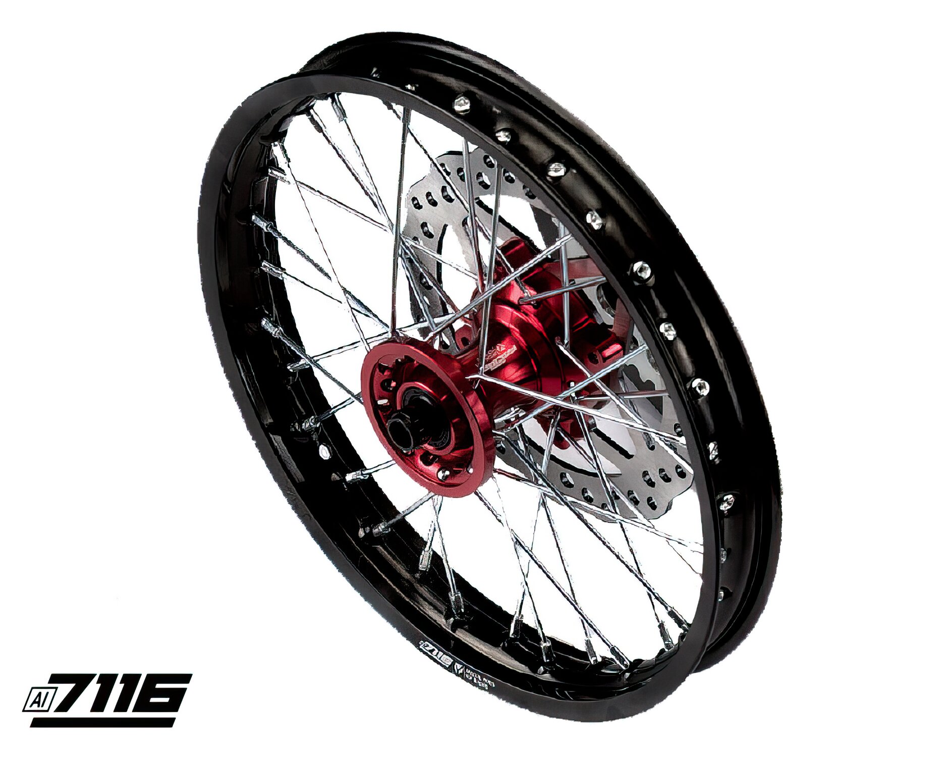 Vorderrad Alu 1.4x14' - CNC Nabe 2018 rot m. Bremsscheibe YCF Factory Pit Bike