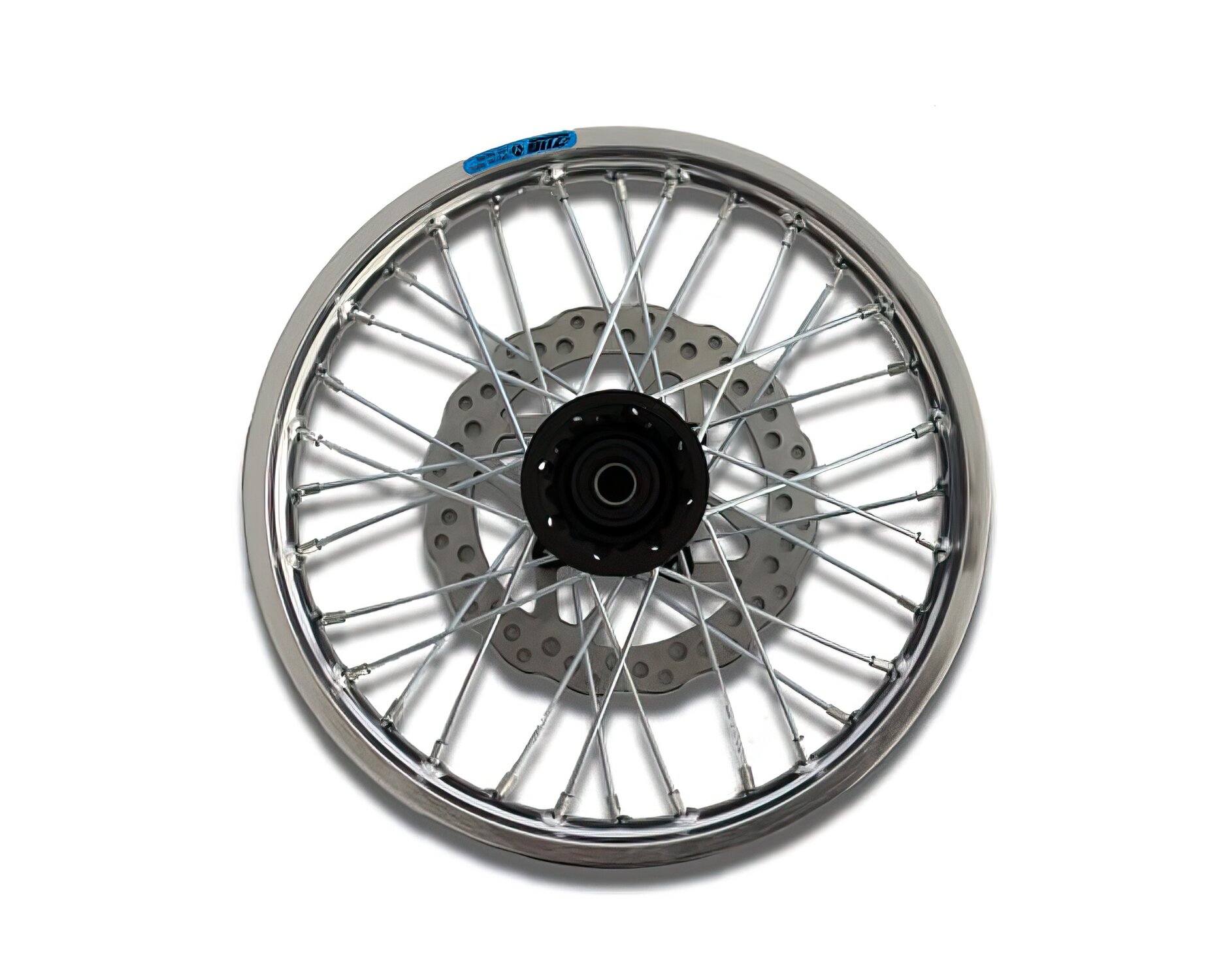 Vorderrad Alu 1.4x14' - CNC Nabe schwarz / Felge silber m. Bremsscheibe YCF Factory Pit Bike