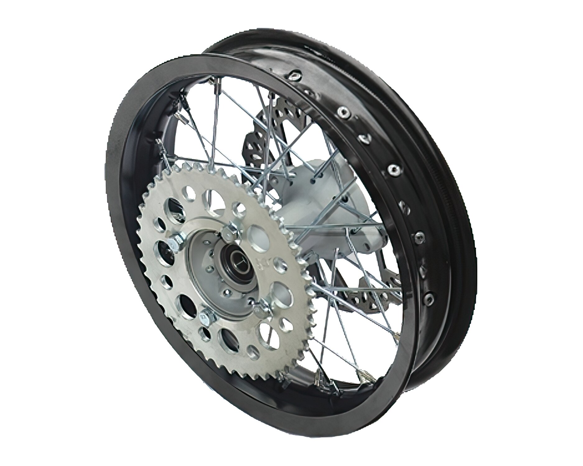 Hinterrad Alu Supermoto 2.5x12' m. Bremsscheibe + Kettenrad Pit Bike / Dirt Bike