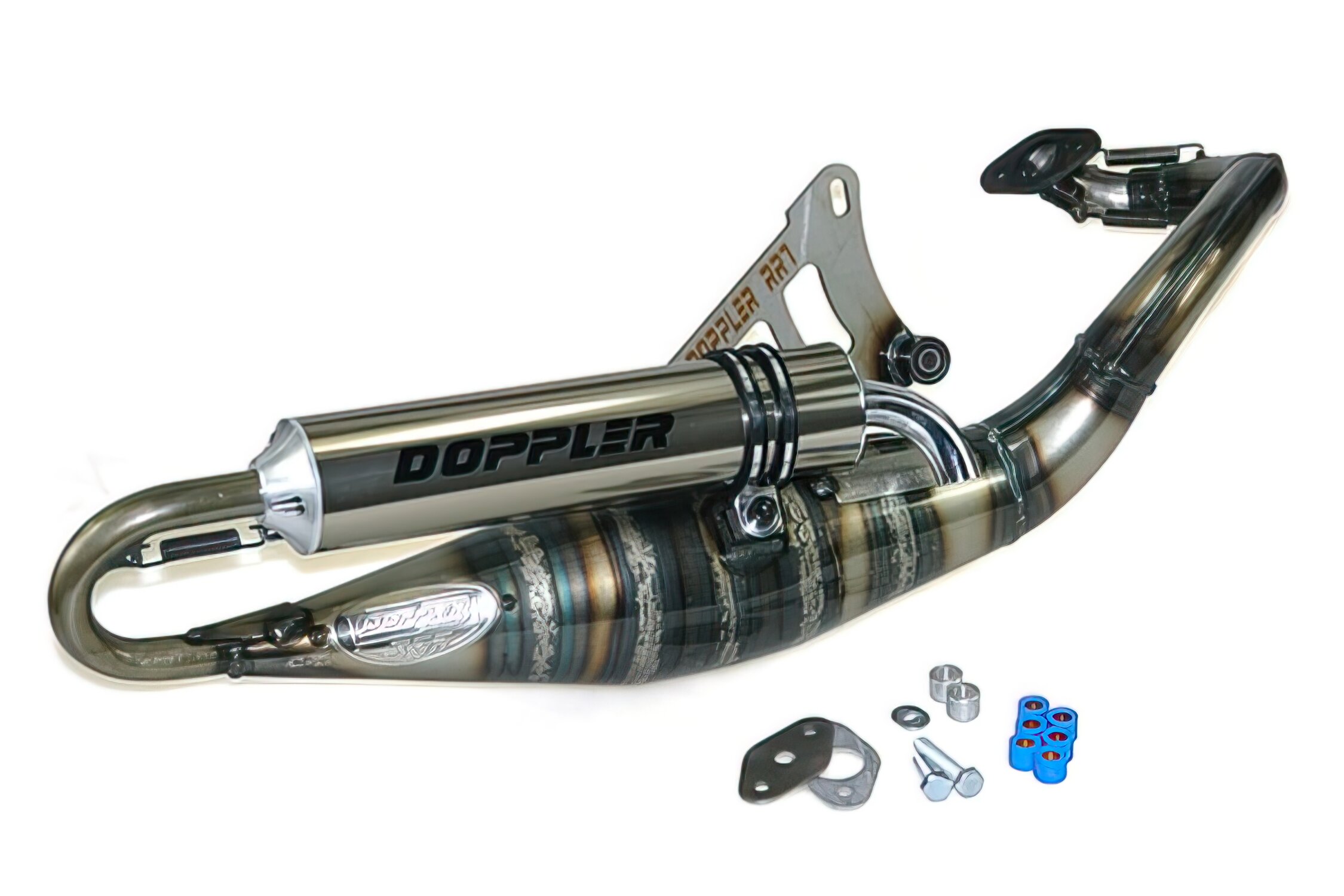 Auspuff Doppler RR-7 Titan, Minarelli liegend, E-Prüfzeichen