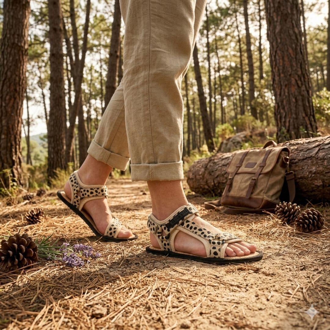 Grand Step Shoes Barfuß Sandalen Trekking Leo Camel 38