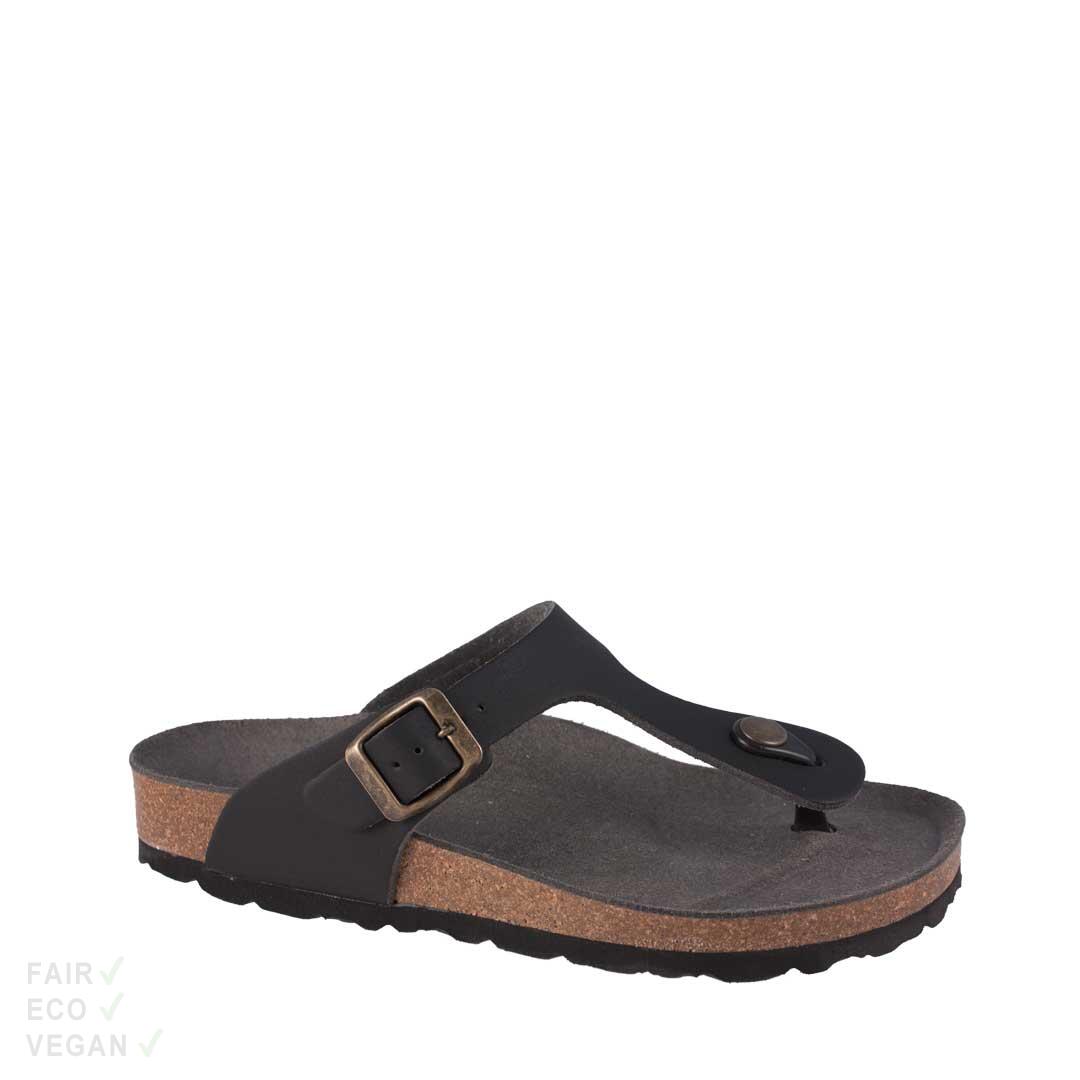 Vegetarian Shoes Toe Post Sandal Black 43