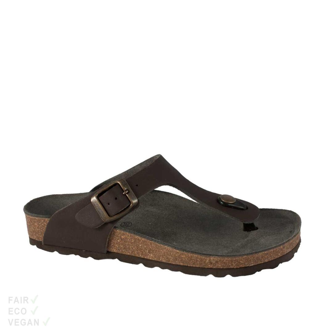 Vegetarian Shoes Toe Post Sandal Brown 46