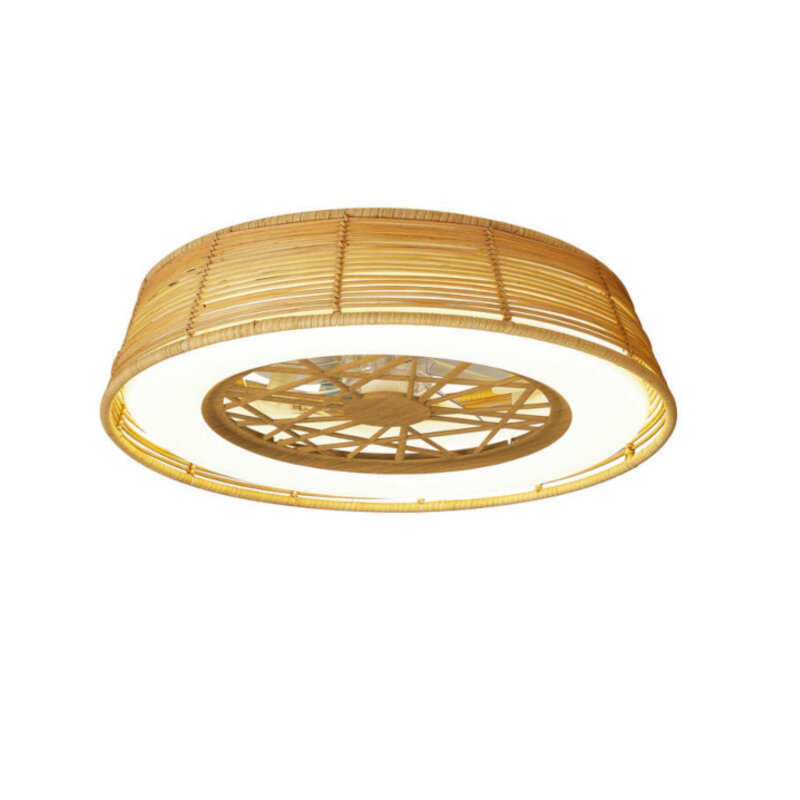 Mantra Indonesia mini Deckenventilator LED rattan weiß dimmbar Fernbedienung