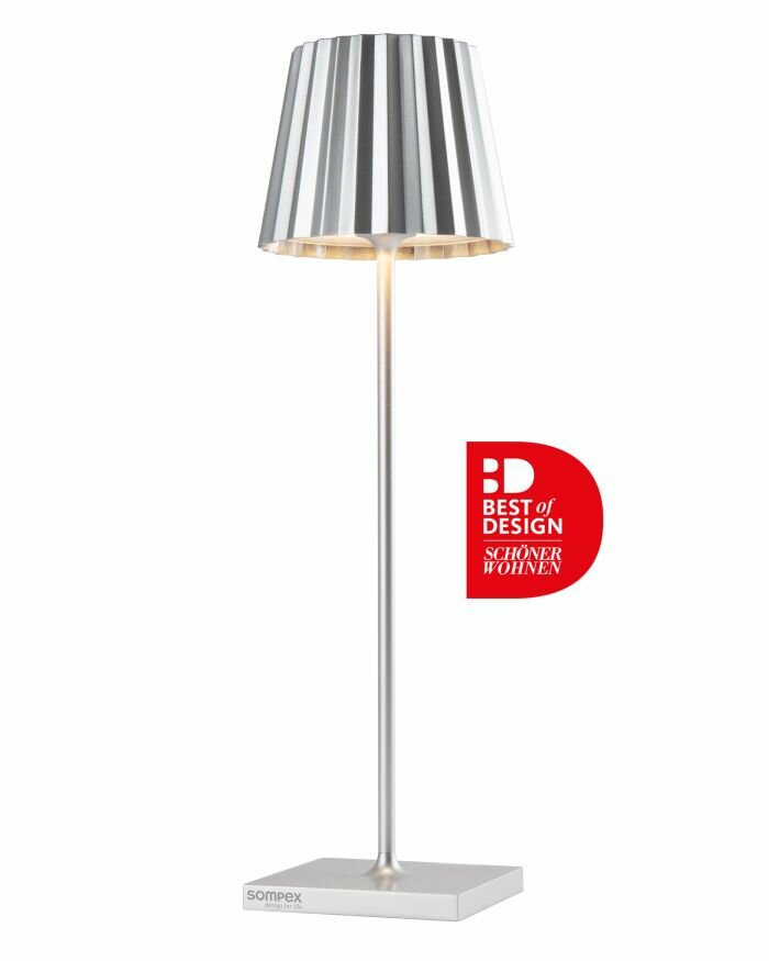 Sompex Troll 2.0 Outdoor Tischleuchte Akku LED silber