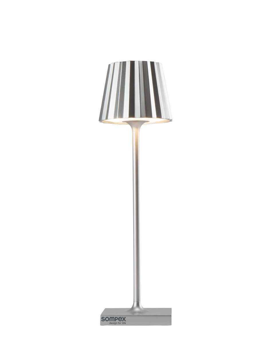 Sompex Troll Nano Akku LED Tischleuchte Outdoorleuchte silber