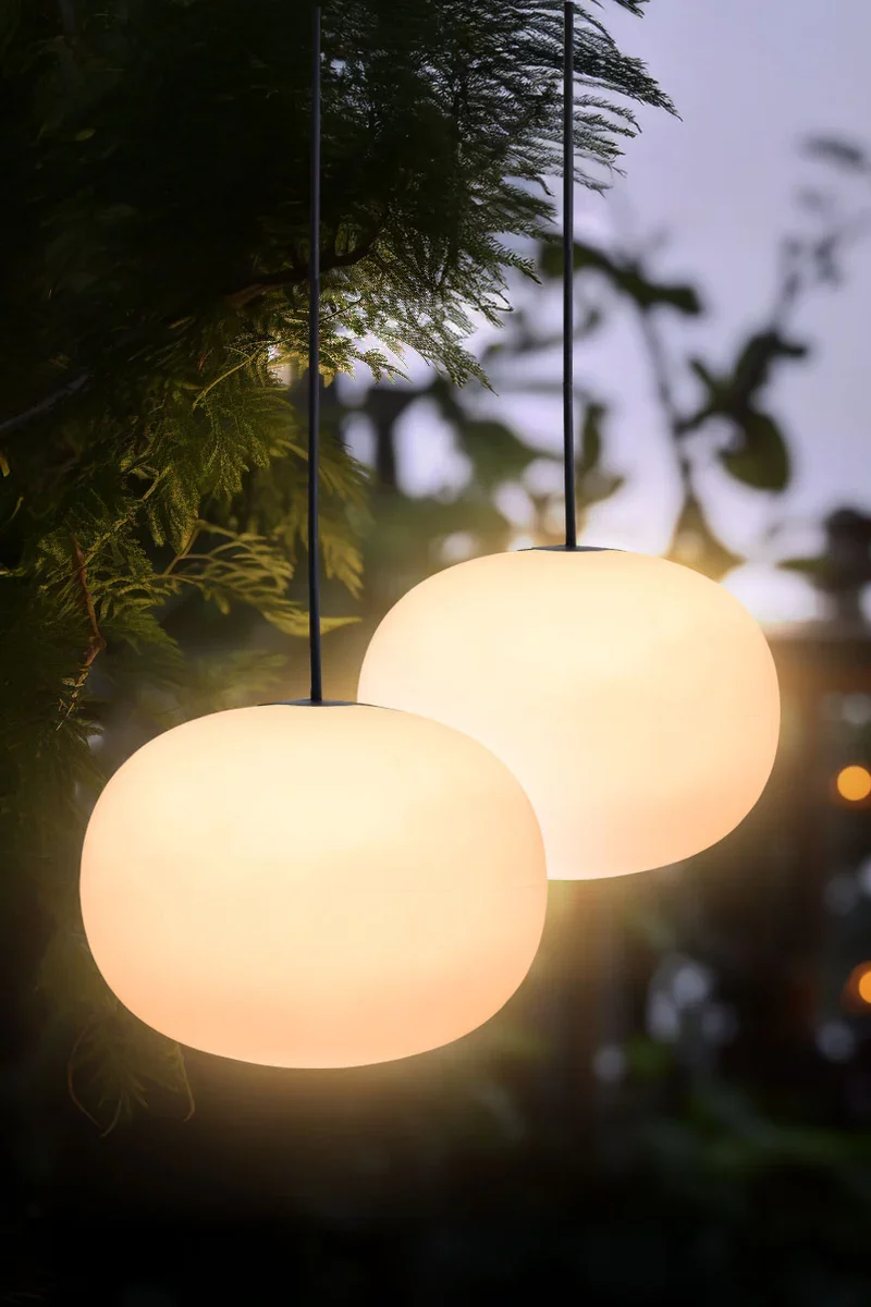 Solar Akku LED Hängeleuchte Glowing Elegance Hanging Globe 2x