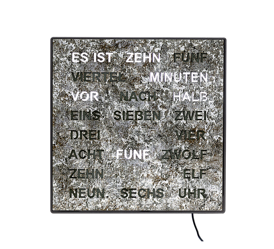Intertime Wort-Uhr Word 28 marmoriert metallic