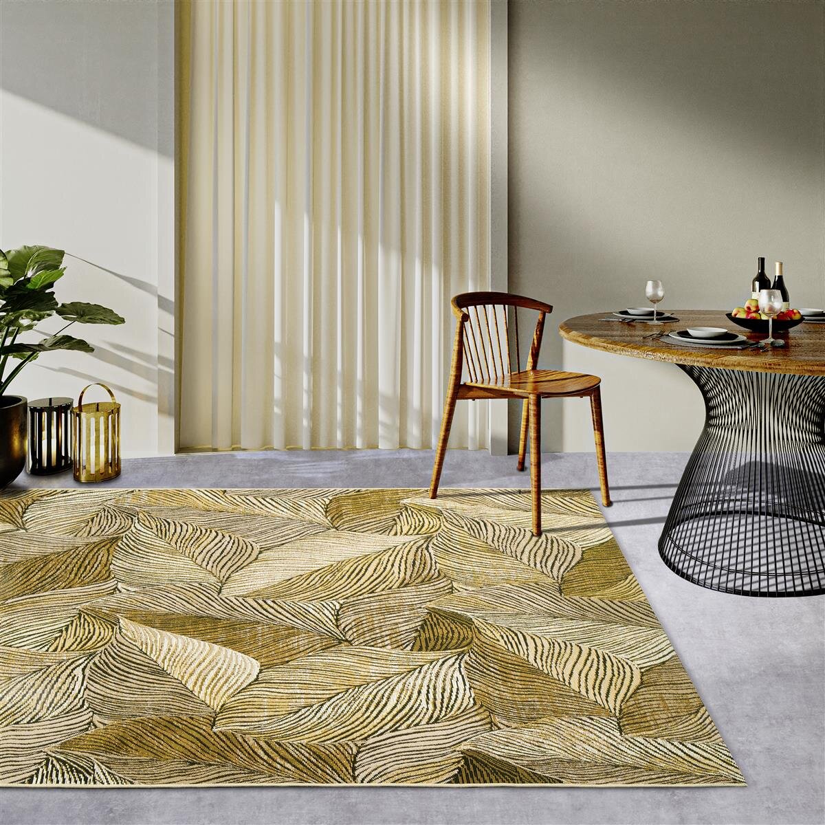 Villeroy & Boch In- & Outdoor Teppich Eugene Gold Schwarz