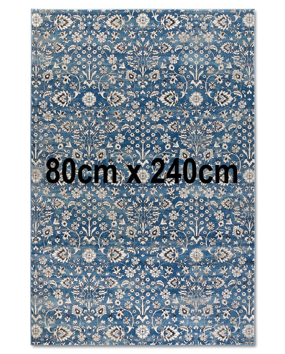 Villeroy & Boch Kurzflor Teppich Ernest Blau Creme 80cm x 240cm