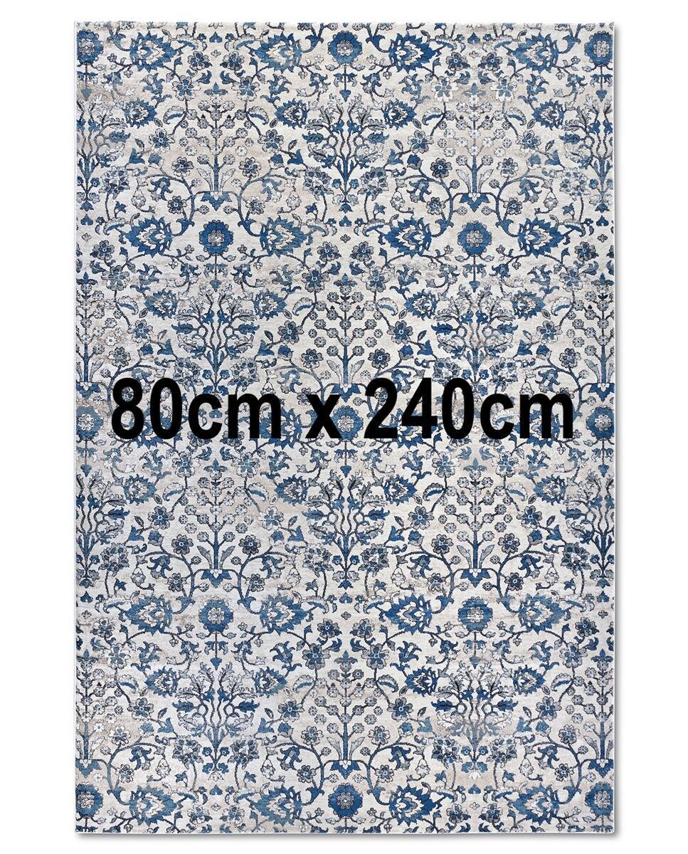 Villeroy & Boch Kurzflor Teppich Ernest Creme Blau 80cm x 240cm