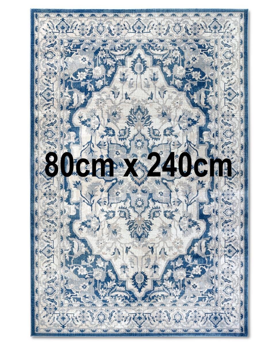 Villeroy & Boch Kurzflor Teppich Gabrielle Creme Blau 80cm x 240cm
