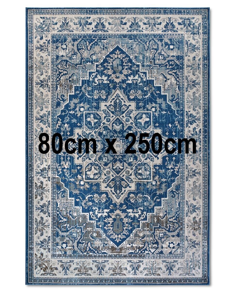 Villeroy & Boch Kurzflor Teppich Jehanne Blau Creme 80cm x 240cm