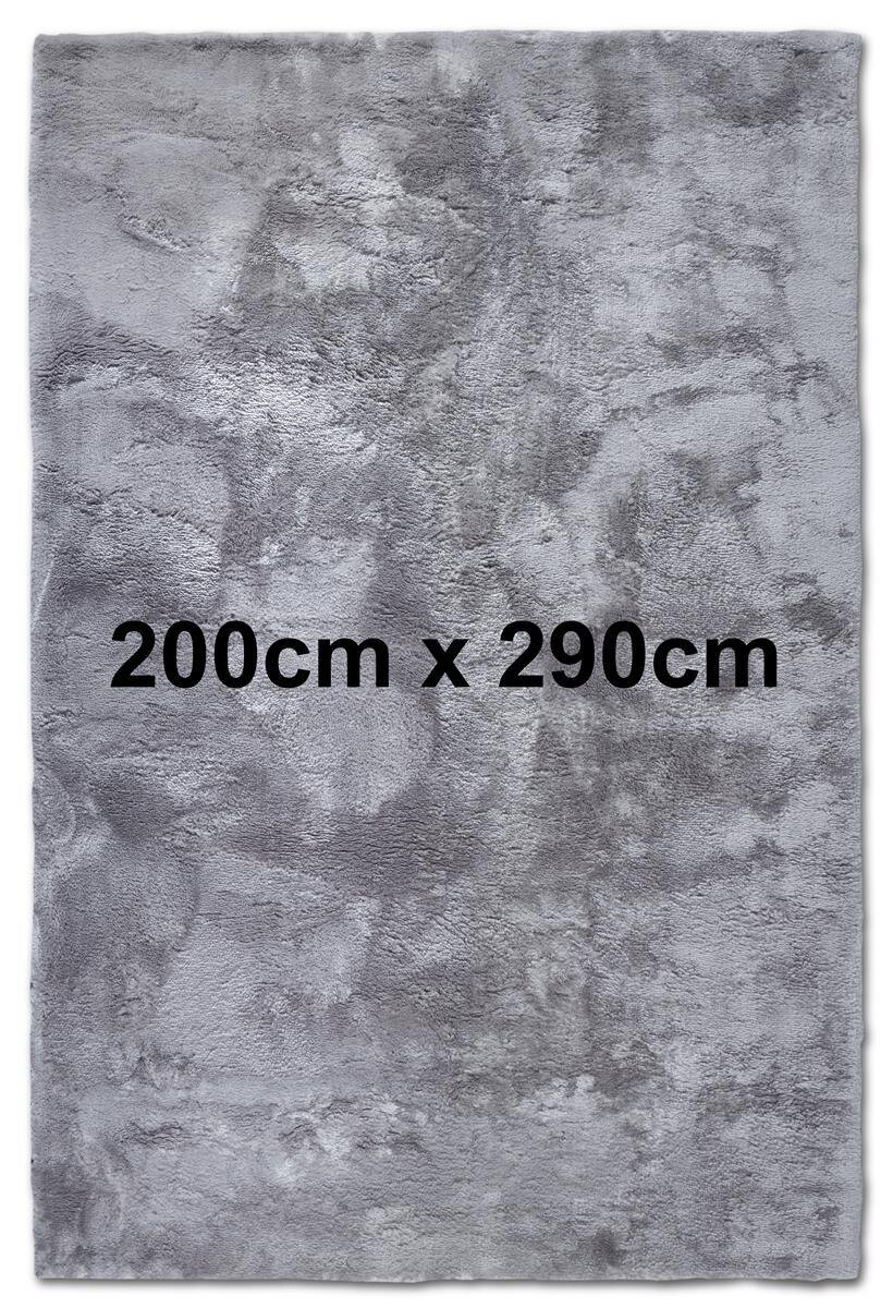 Elle Decoration Cosy Hochflor Teppich Calida Silber 200cm x 290cm