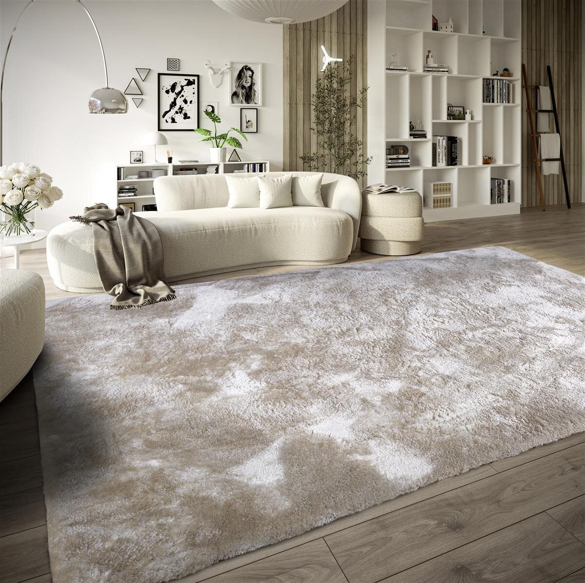 Elle Decoration Cosy Hochflor Teppich Calida Creme