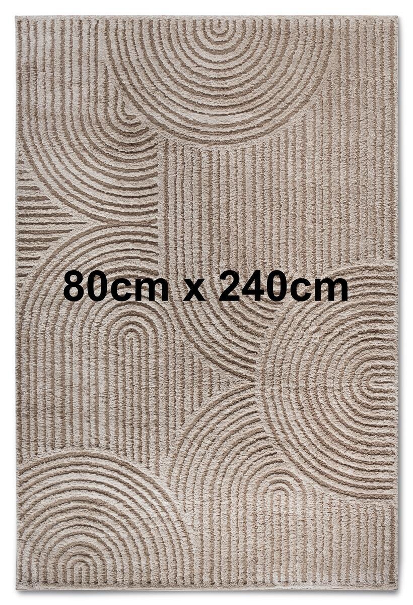 Elle Decoration Gallery Hochflor Teppich Chappe Beige 80cm x 240cm