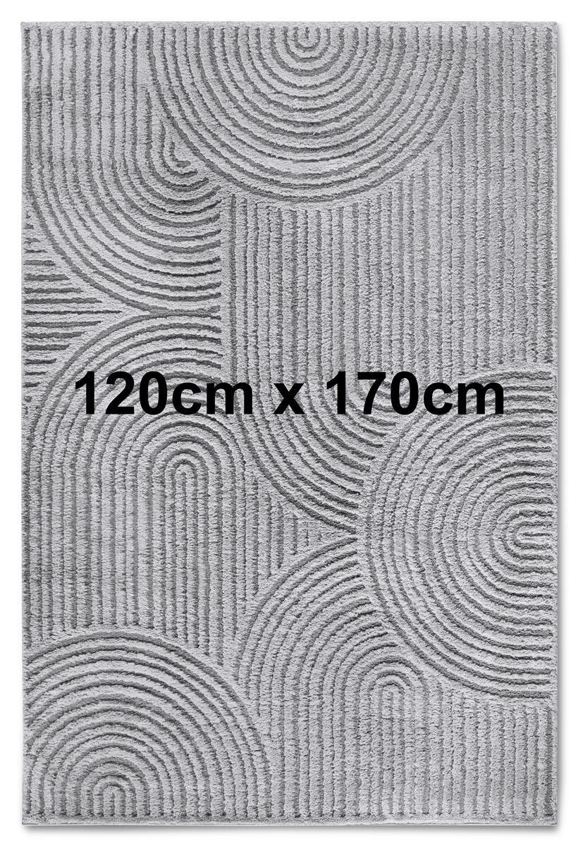 Elle Decoration Gallery Hochflor Teppich Chappe Hellgrau 120cm x 170cm