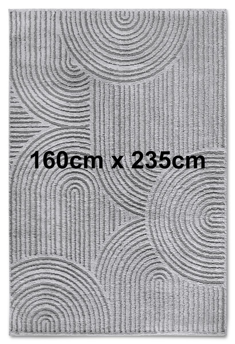 Elle Decoration Gallery Hochflor Teppich Chappe Hellgrau 160cm x 235cm