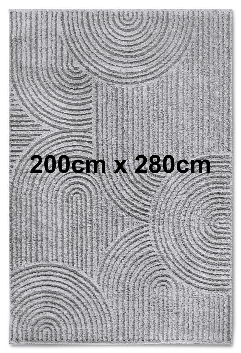 Elle Decoration Gallery Hochflor Teppich Chappe Hellgrau 200cm x 280cm