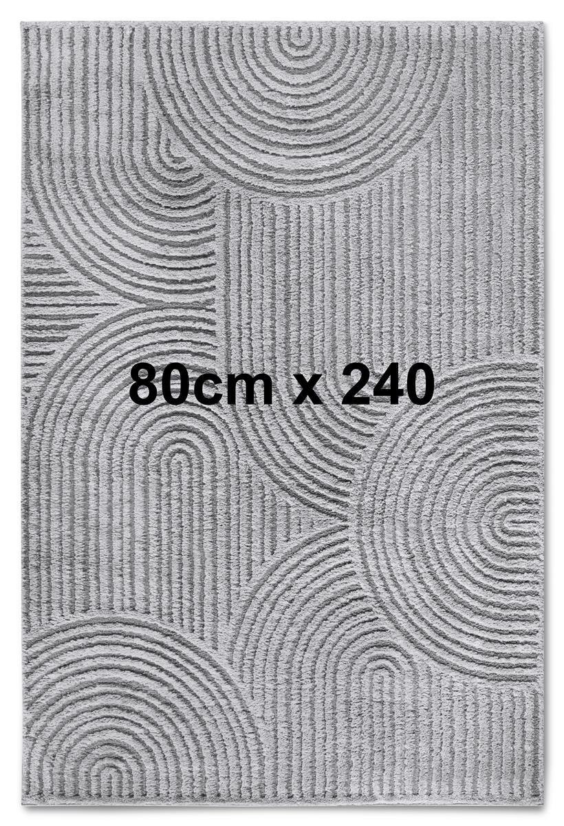 Elle Decoration Gallery Hochflor Teppich Chappe Hellgrau 80cm x 240cm