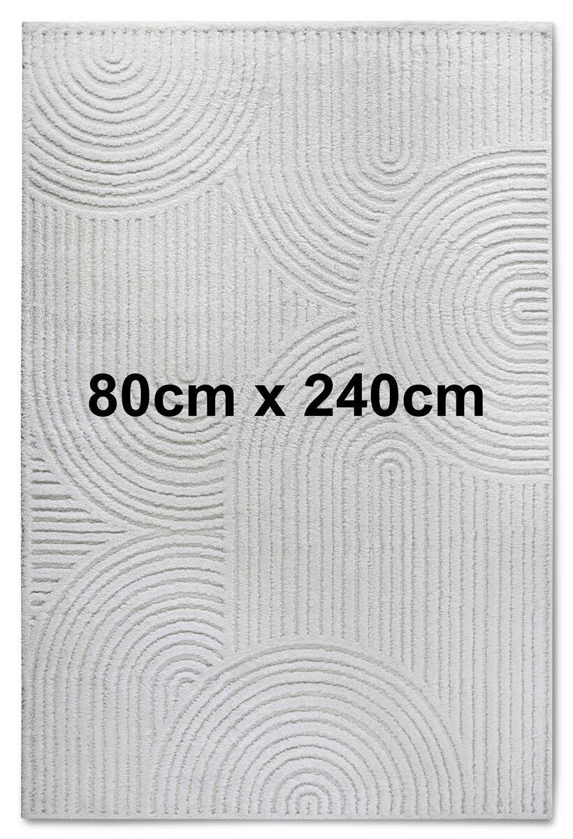 Elle Decoration Gallery Hochflor Teppich Chappe Cremeweiß 80cm x 240cm